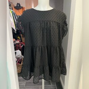 NWOT Black Tiered Blouse